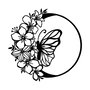 Wallity Butterfly And Flower Escultura de pared de metal negra